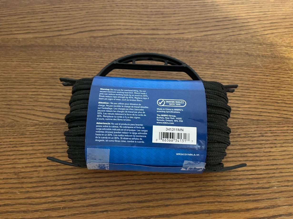 Black Diamond Braid Utility Line Rope 5/32 100 Polypropylene Guy Line