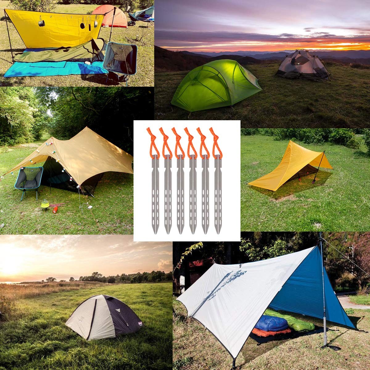 Hikemax Ultralight Titanium Tent Stakes 6 Pack – V-Shaped Pegs 6