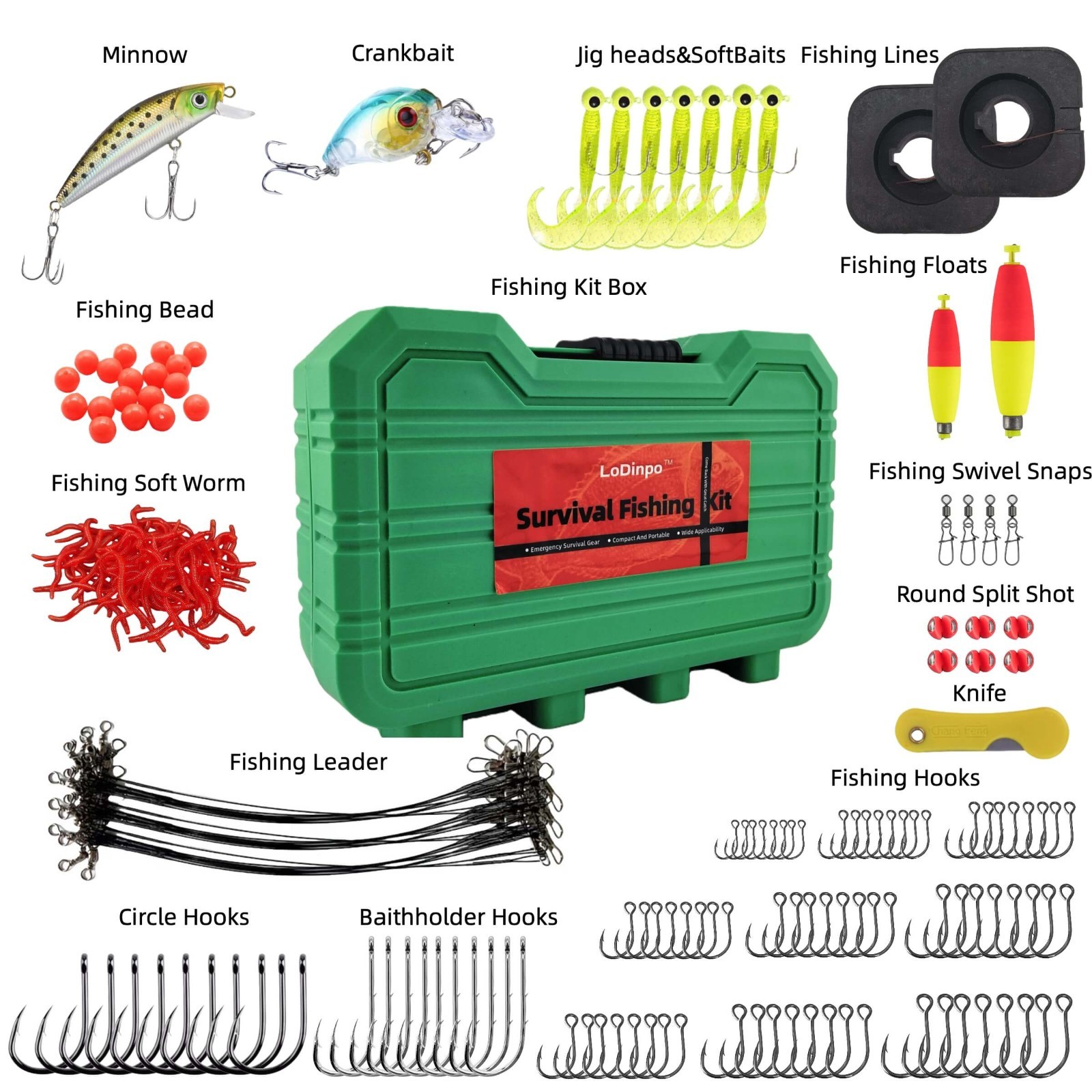 Portable Survival Fishing Kit – Compact Tackle Box for Camping/Hiking,Hooks Gift
