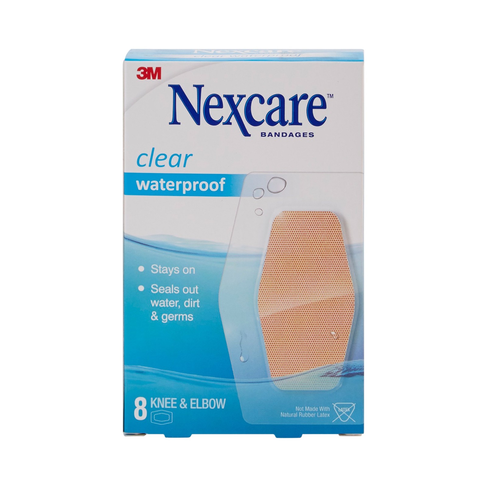 3M Nexcare Waterproof Sheer Plastic Adhesive Bandage 2-3/8 X 3½ Inch 8 per Box