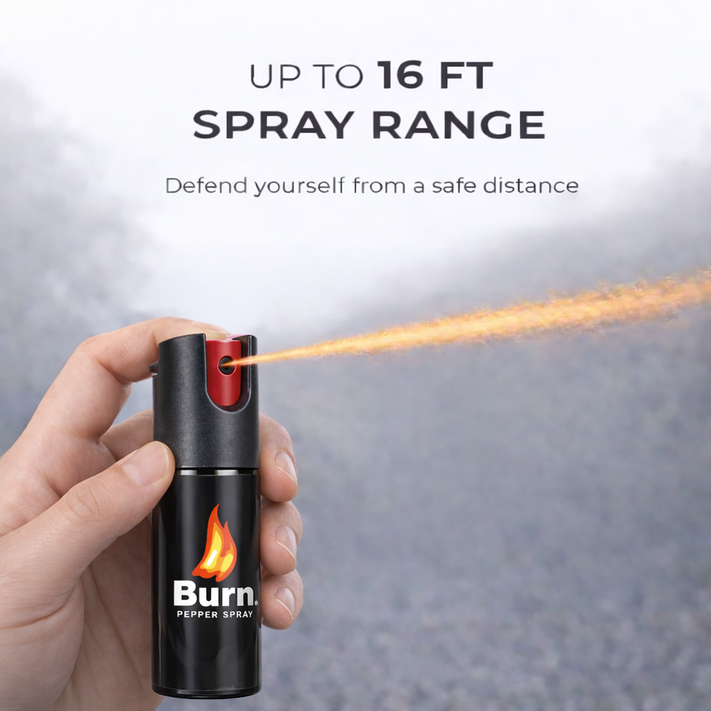 2 Pack Burn Pepper Spray Keychain Police Strength OC 0.5oz Self Defense Black