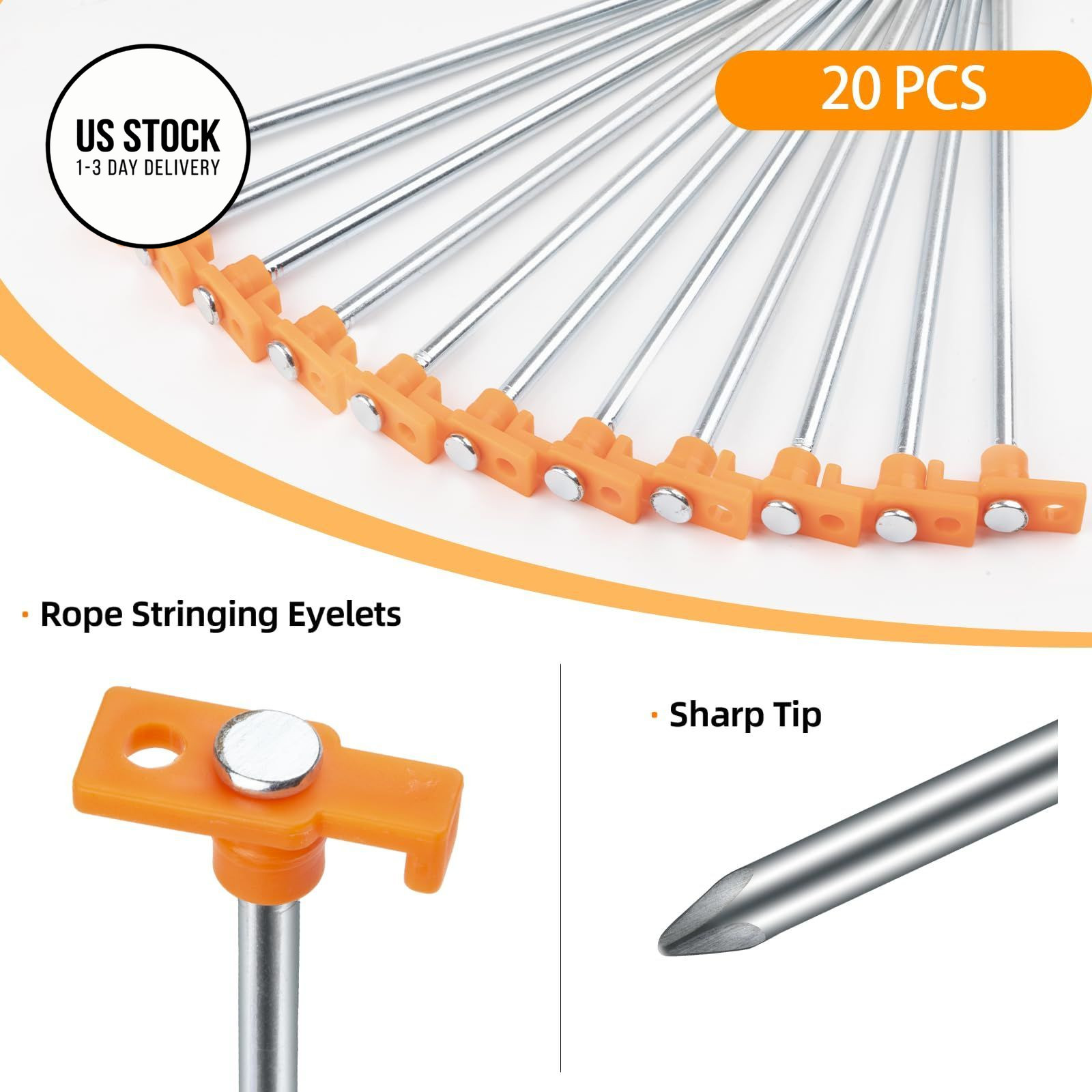 20 Pcs Tent Stakes with Camping Hammers,Avoforest 7.1 Inch Non-Rust black