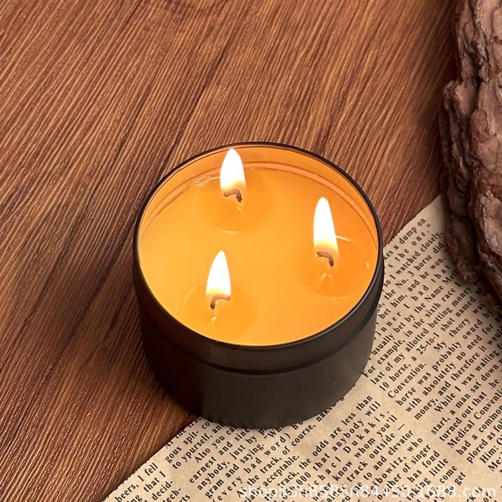 Survival Candle Tin 100% Natural Beeswax 3-Wick Candle Outdoor Camping Emergency