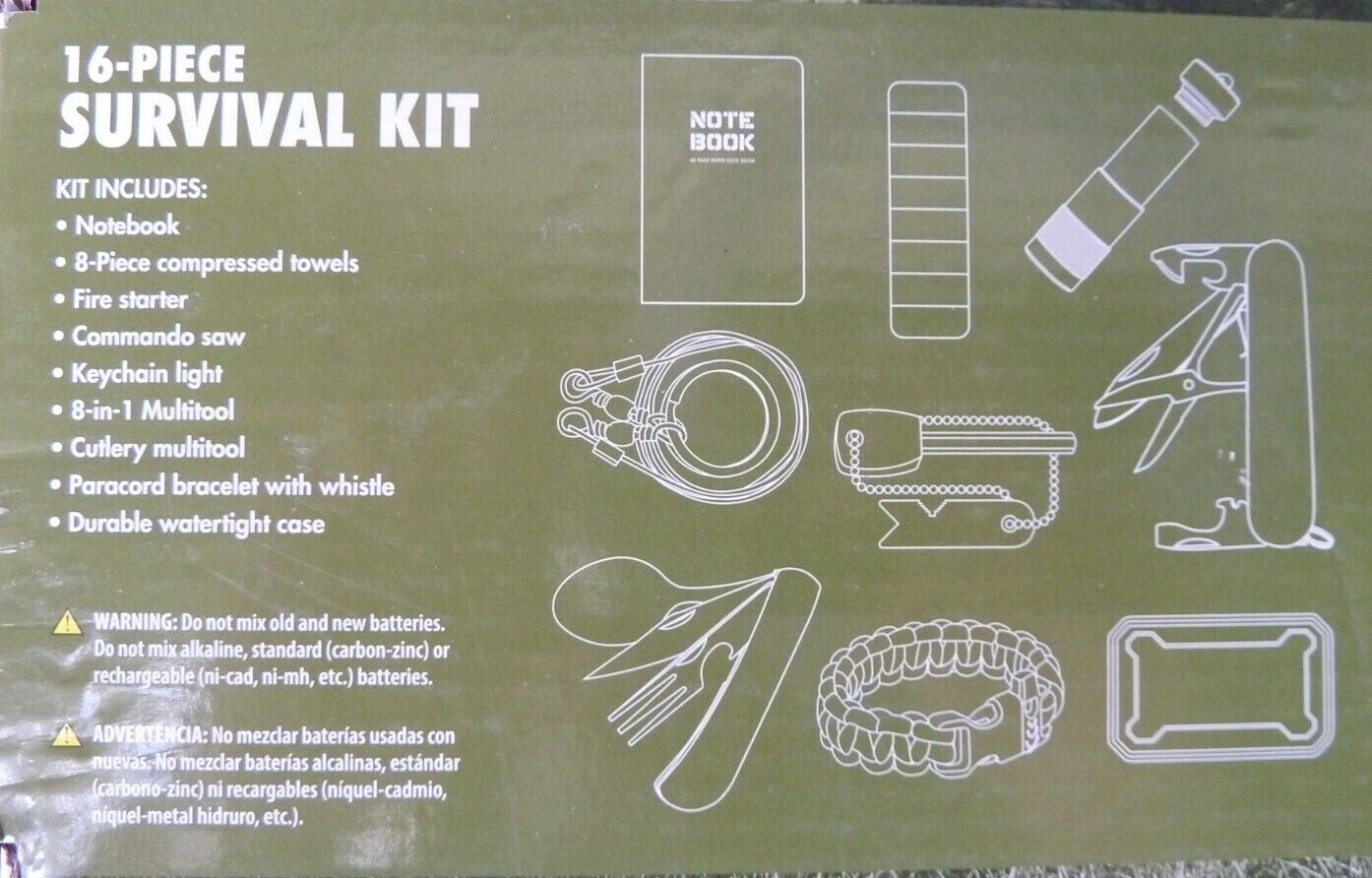 OZARK TRAIL 16 Piece Survival Kit for Car Camping Hiking Emergency New