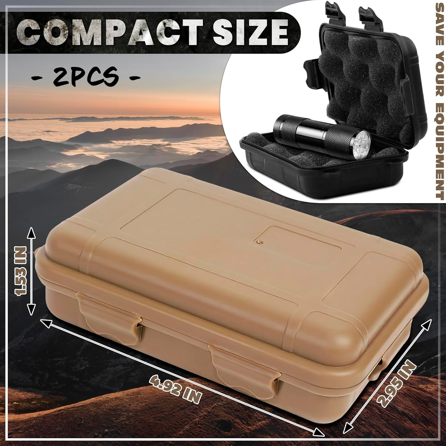 2 Pcs Small Hard Case with Foam – 4.92 x 2.95 Small Waterproof Box, Geocache …