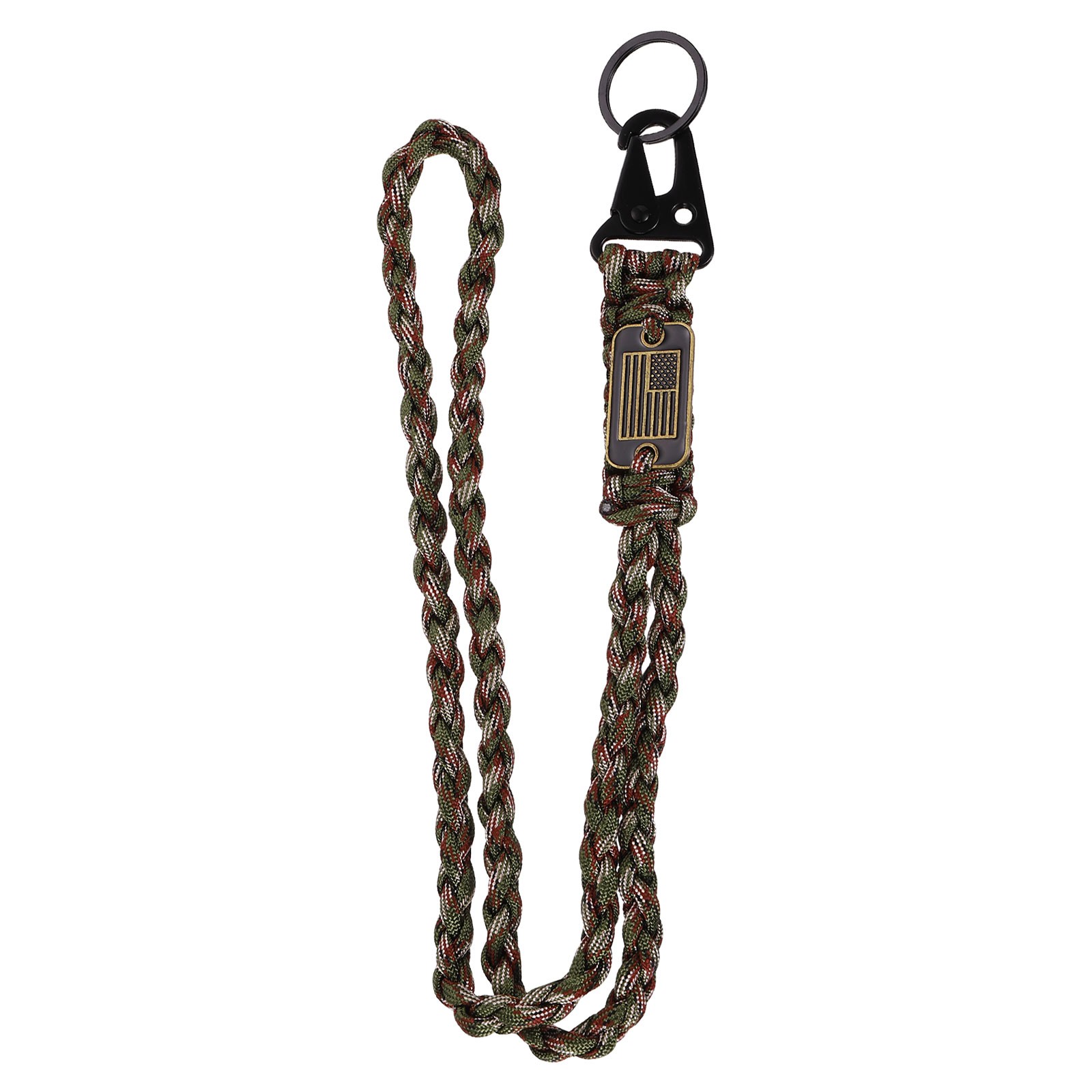 Paracord Lanyard, Strong Lanyard with USA Flag, Olive Green Camouflage