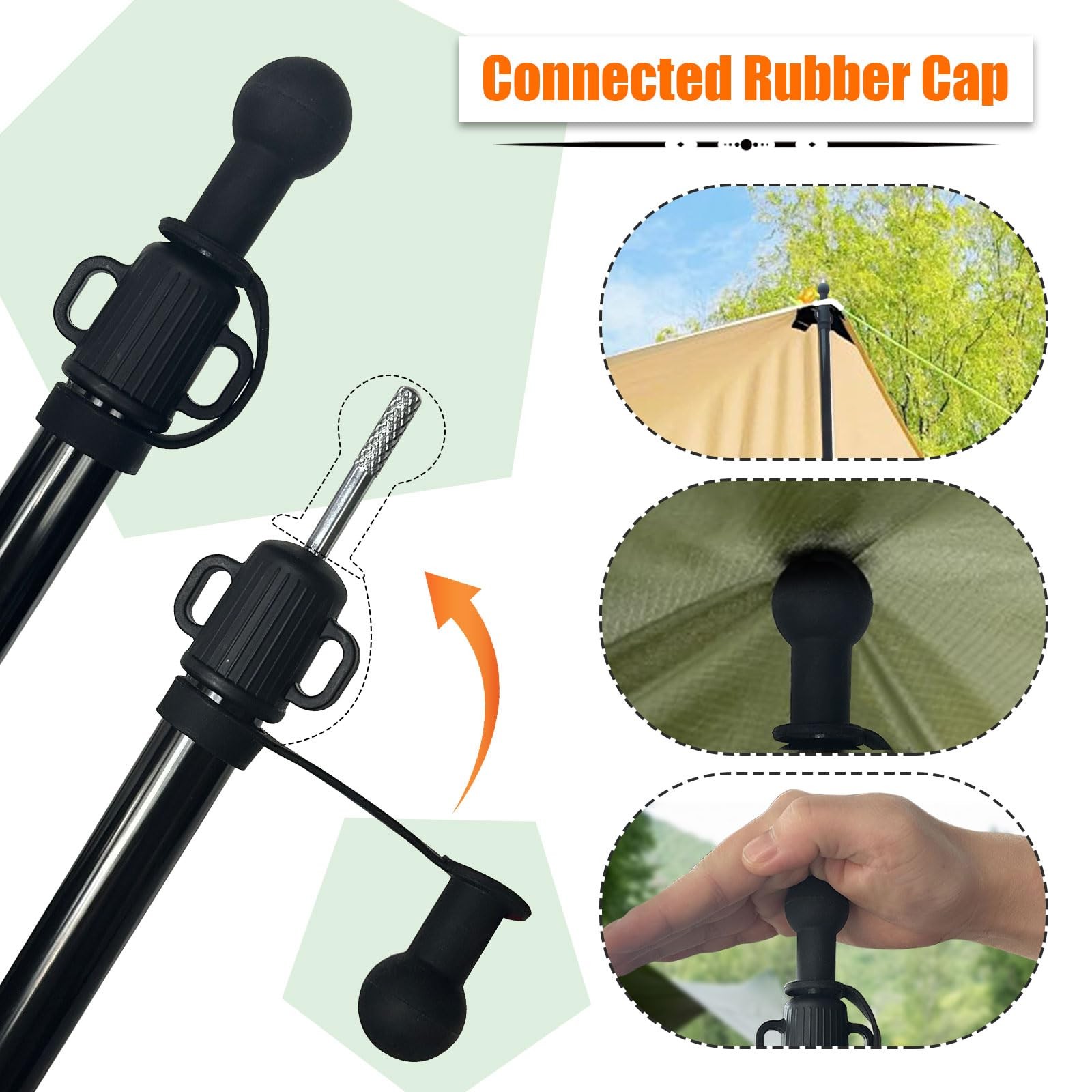 AYAMAYA Tarp Poles – Telescoping Camping Tent Replacement, Black (2pcs)