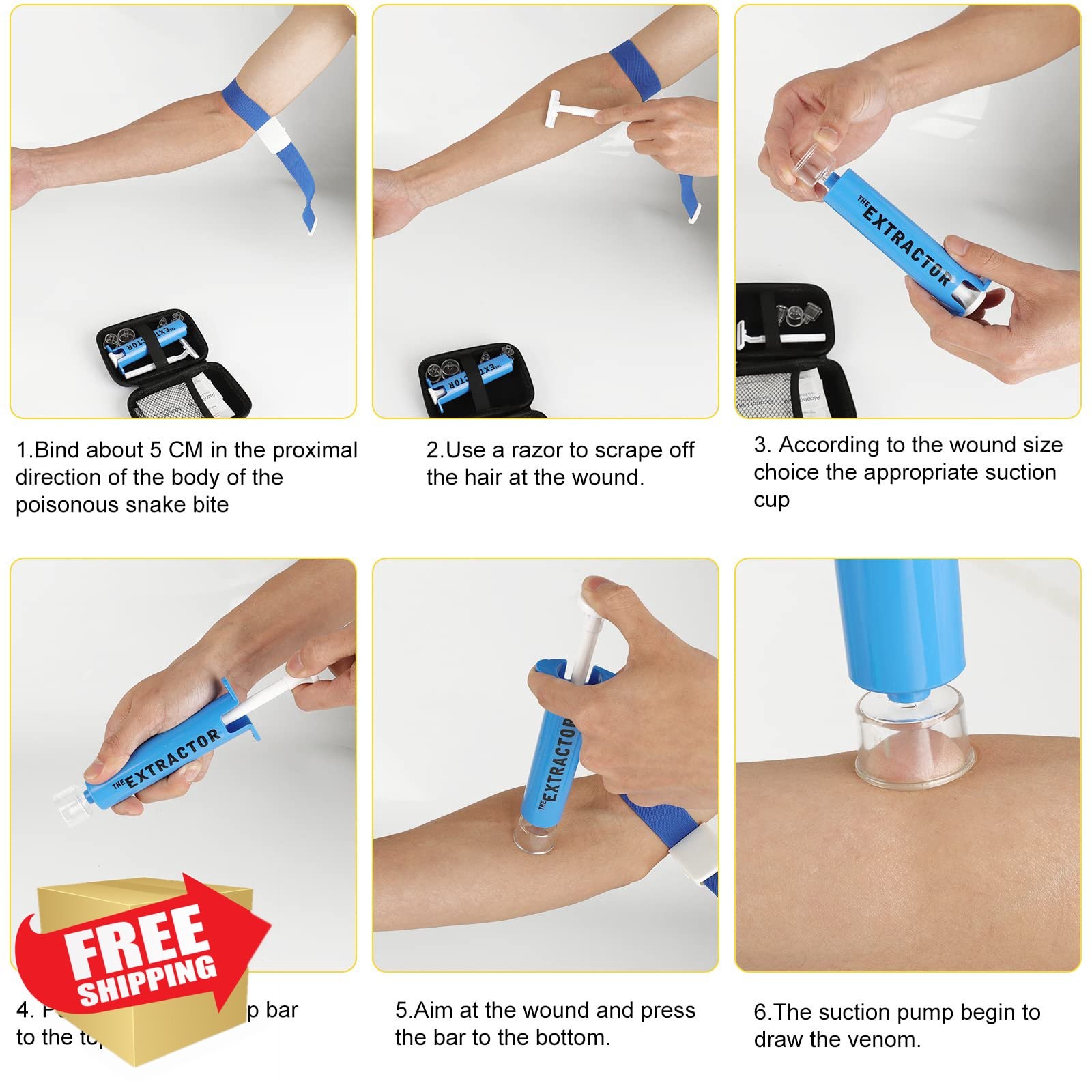 Snake Bite Kit Venom Extractor Suction Pump First Aid Hiking Camping