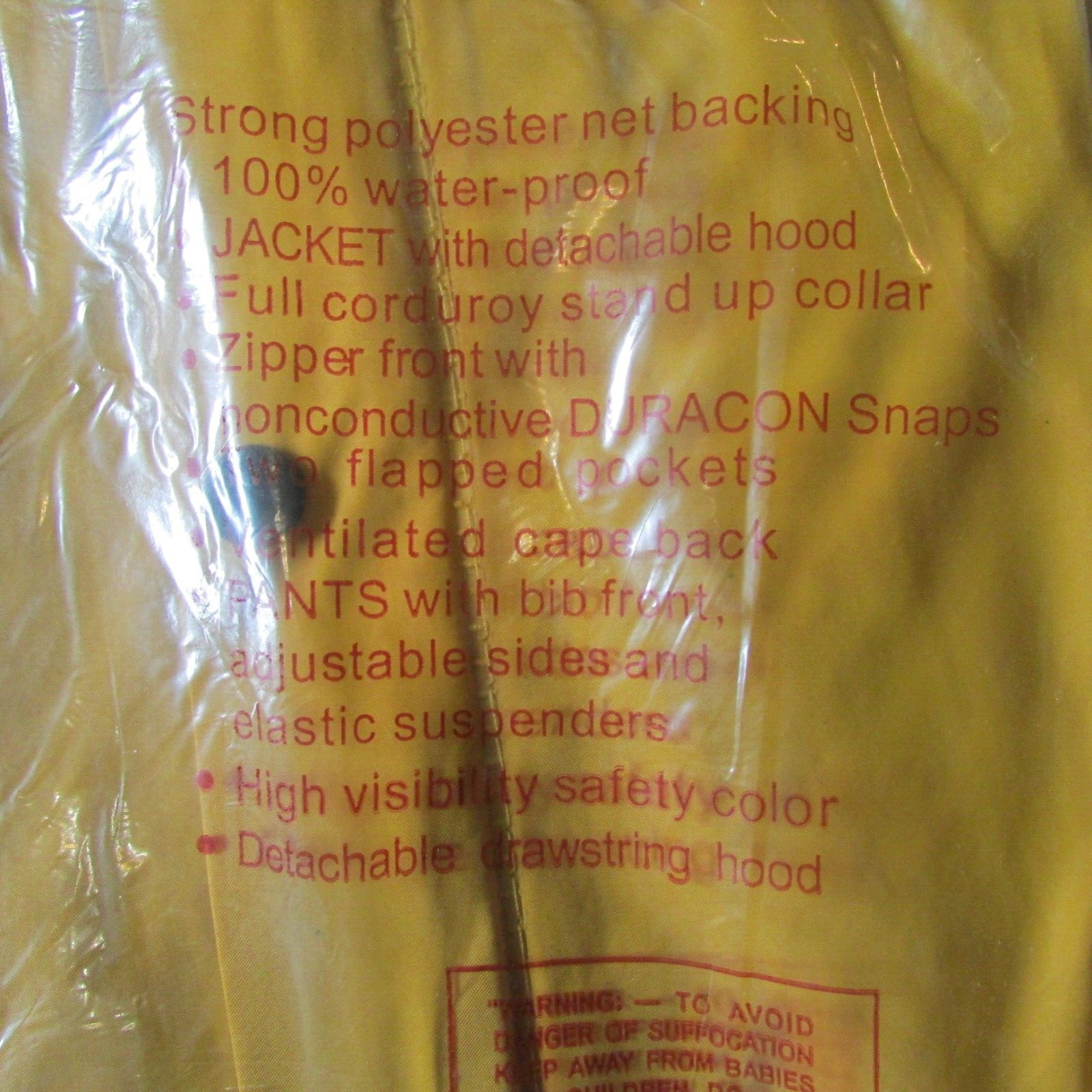 DuraWear PVC Rainsuit/Gear Nonconductive -Yellow -4XL – Jacket,Pants,Hood (B 26)