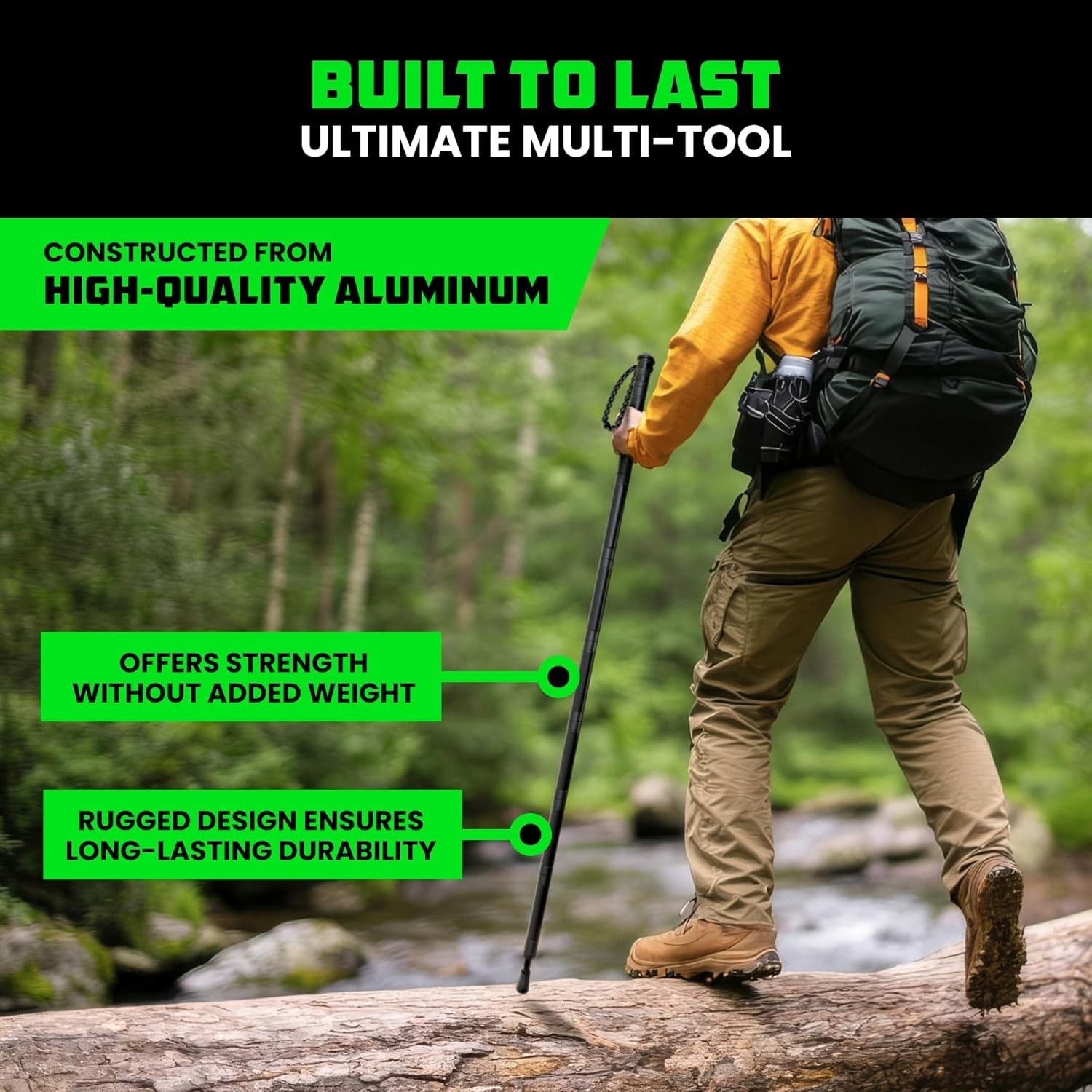 Tactical Hiking Stick with Integrated Survival Kit – Essential Camping Gear for