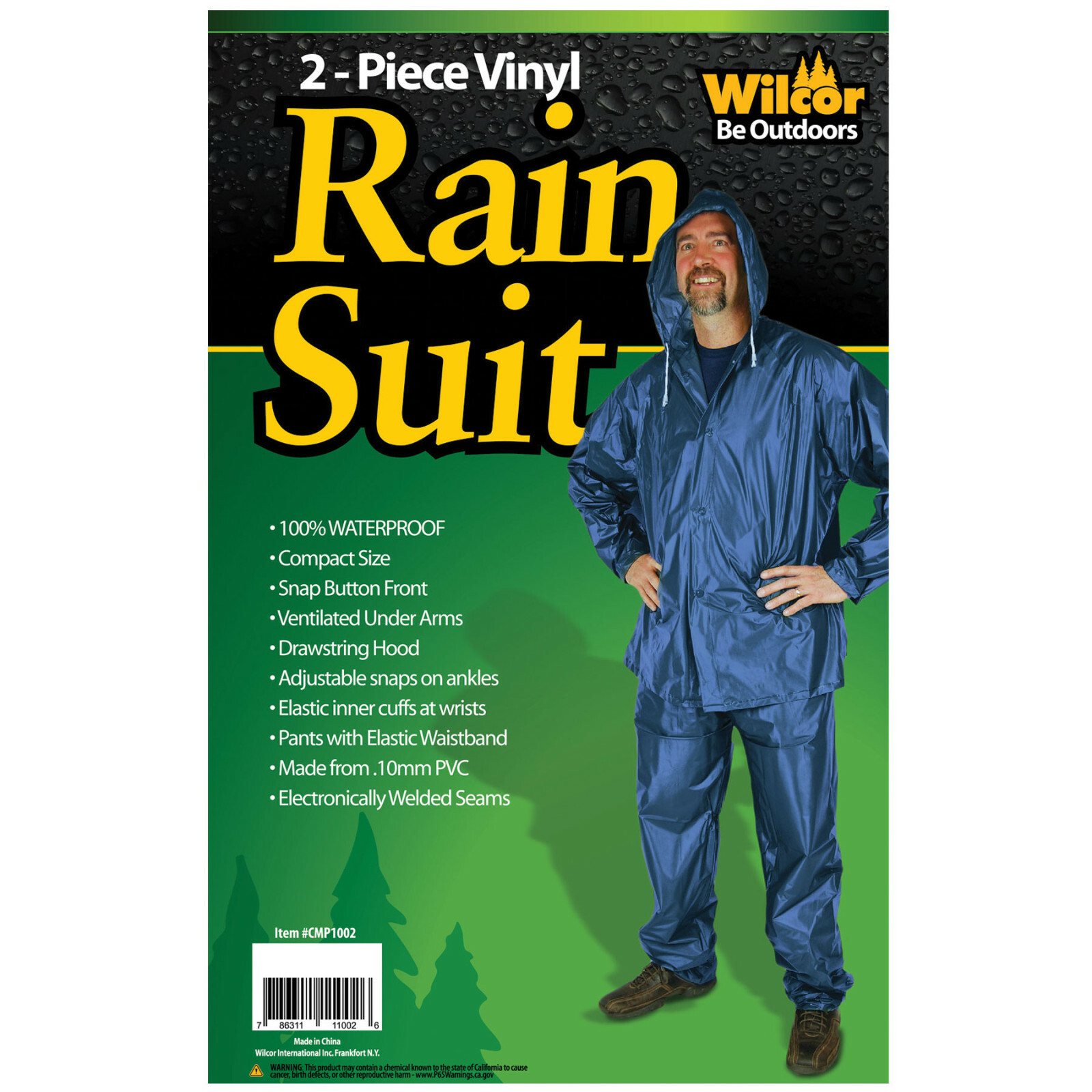 Adult Rain Suit Jacket Pants Size Large Fits Most Hooded Waterproof Vinyl poncho
