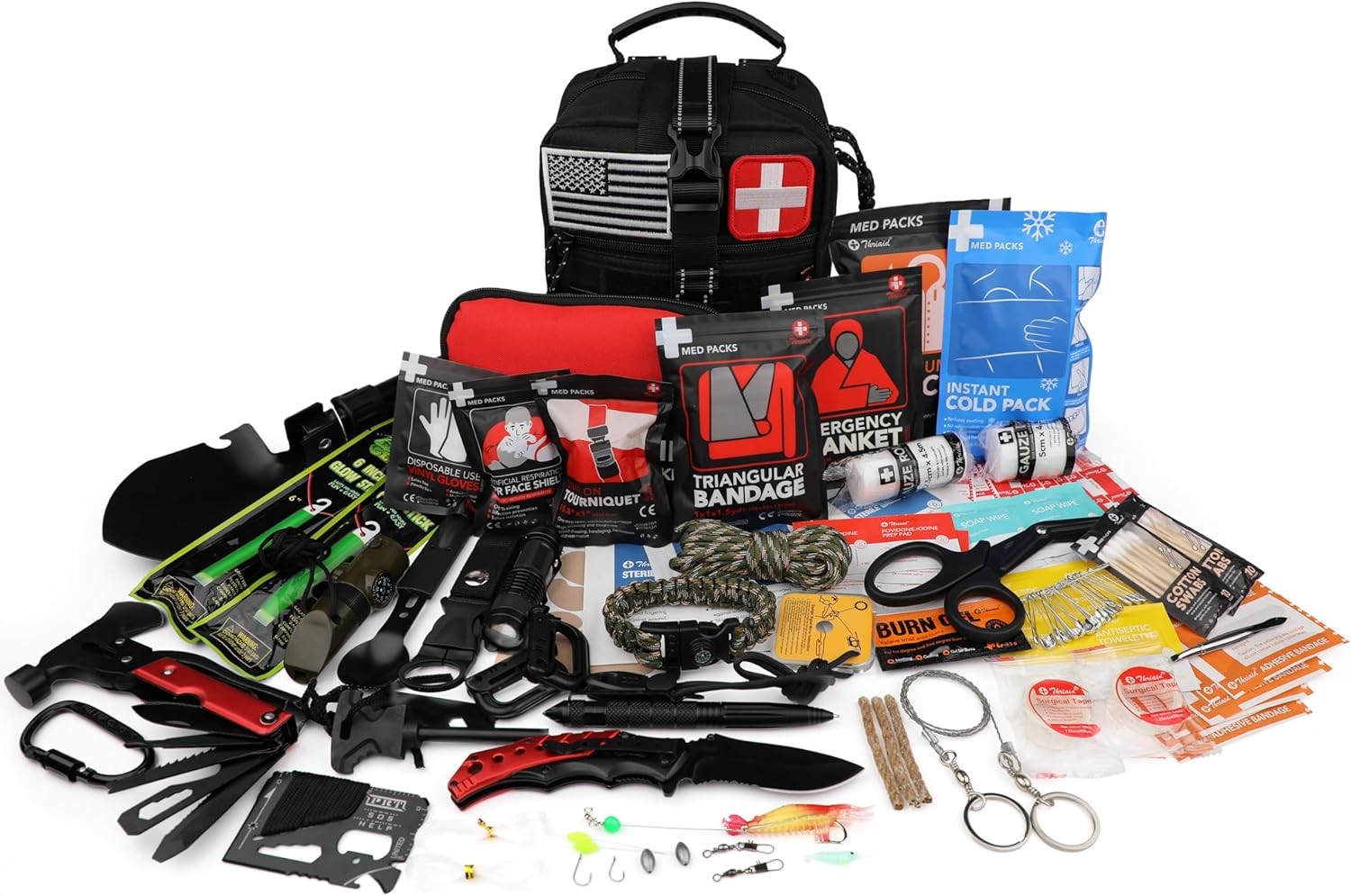 Survival First Aid Kit, 190 Pcs Survival Gear and Medical Supplies, Military IFA