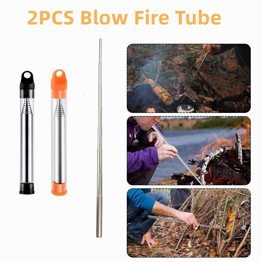 Pocket Bellow Telescopic Bushcraft Gear Stainless steel Compact Fire-blowing