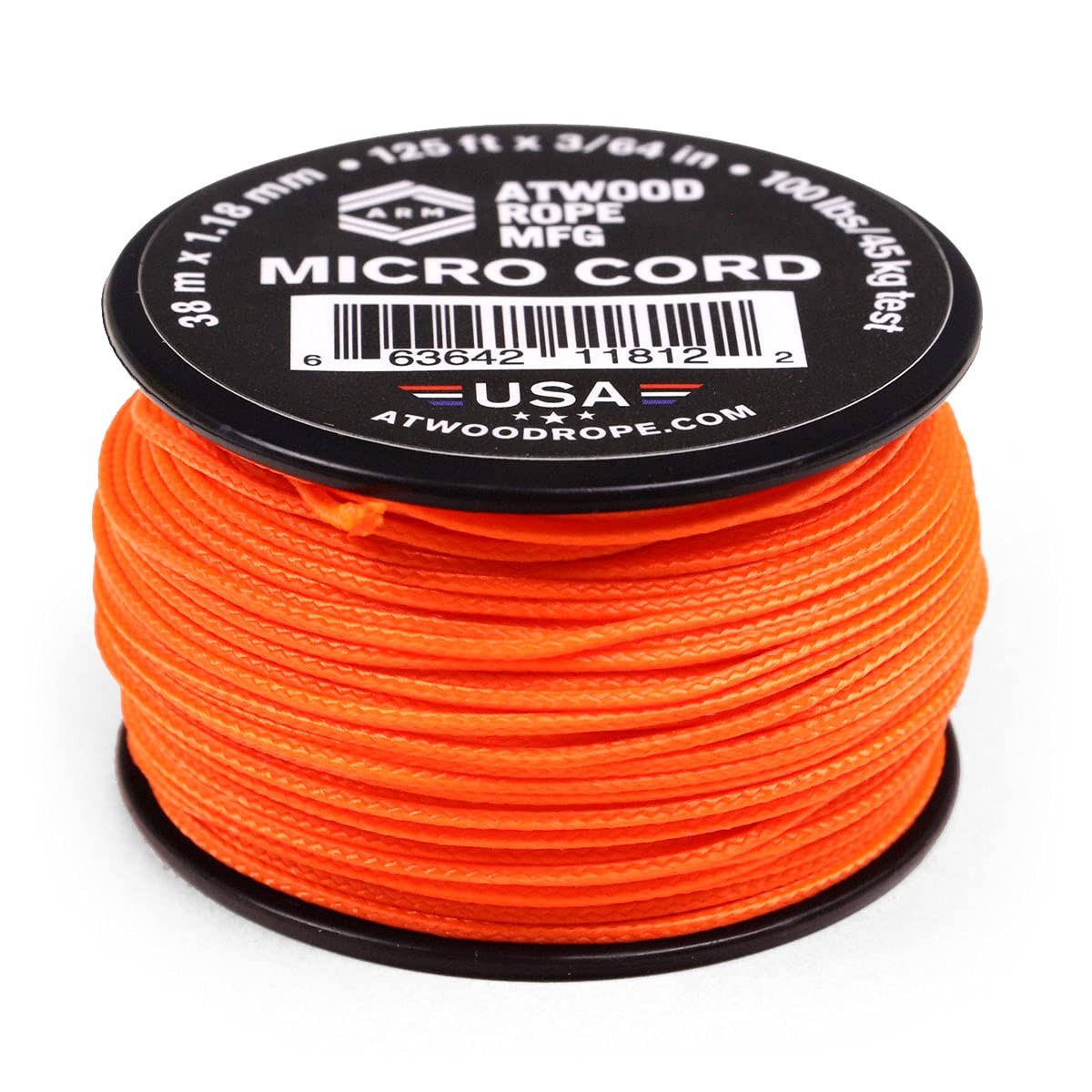 Atwood Rope MFG Micro Utility Cord 1.18mm X 125ft One Size, Neon Orange