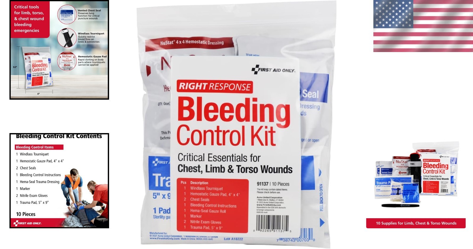 Portable Bleeding Control Kit for Chest & Limb Injuries – 10 Essential Pieces