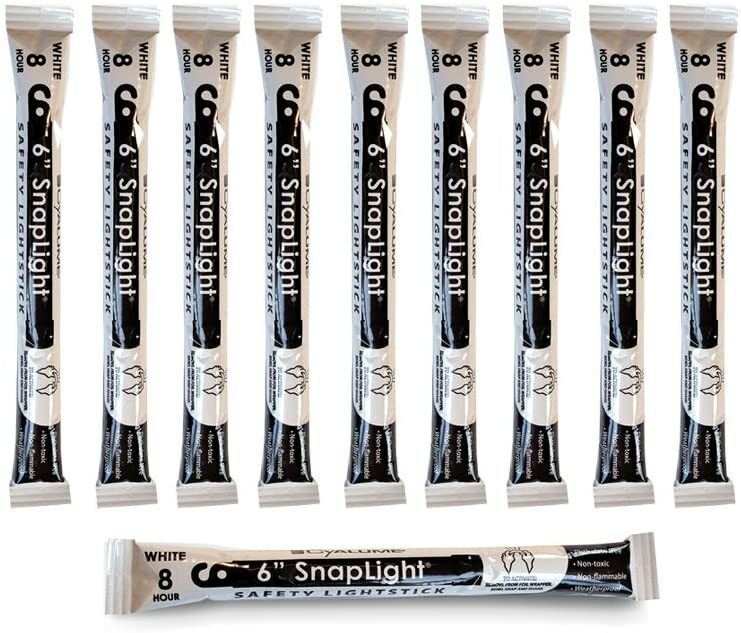 Lot of 10 White 8HR Cyalume Lightsticks EX 2024 Prepper Survival EMP BLACKOUT