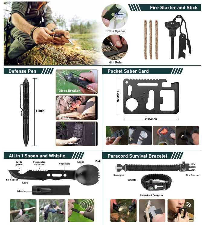 Emergency Survival Kit First Aid Bug Out Tactical Prepper Kit 262 Piece Set