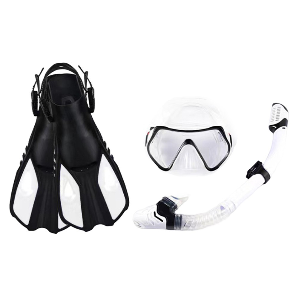 Snorkeling Set: Adjustable Mask, Dry Top Snorkel & Fins for Ultimate Comfort!