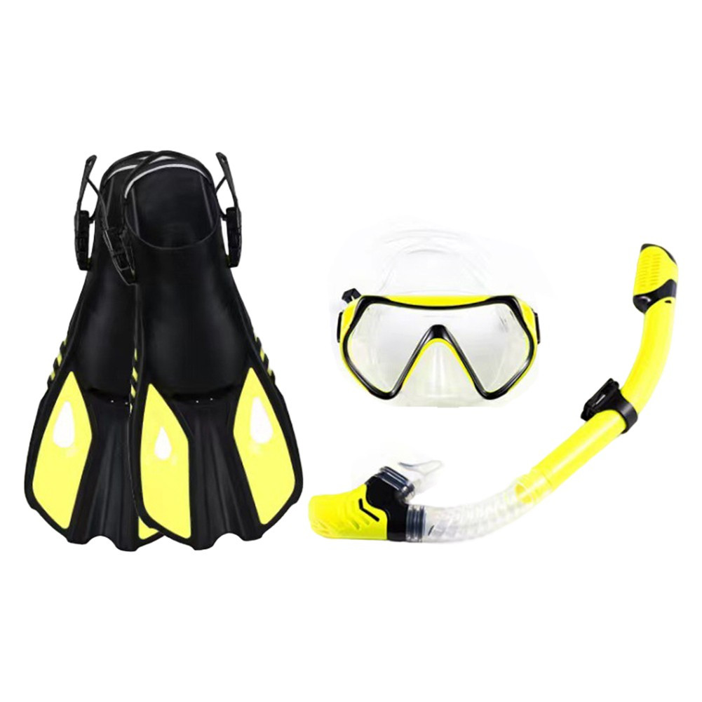 Snorkeling Set: Adjustable Mask, Dry Top Snorkel & Fins for Ultimate Comfort!