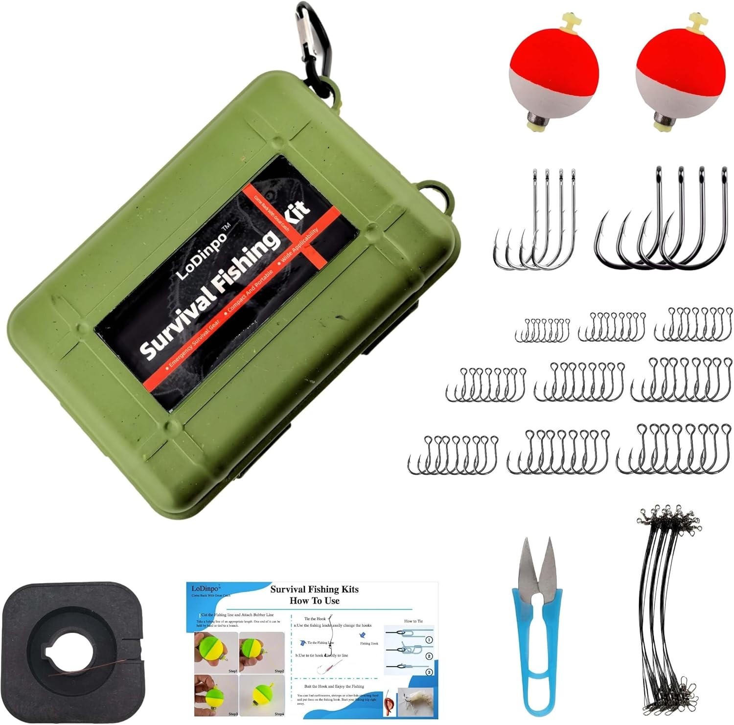 Survival Fishing Kit Small – Emergency Outdoor Tackle Box, Travel Party Fishing