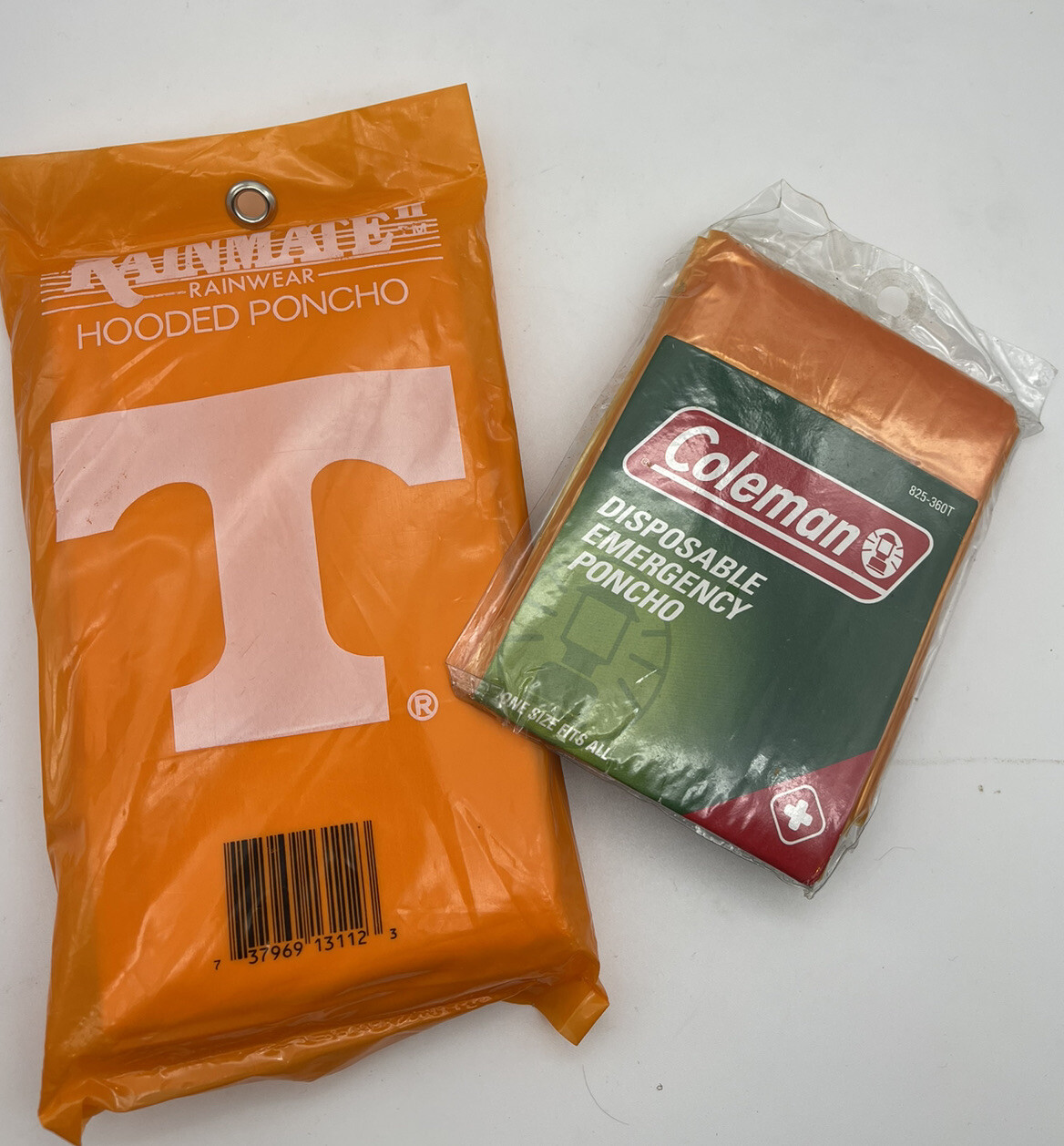 Coleman Orange Disposable Emergency Ponchos one size NEW Tennessee Vols Football