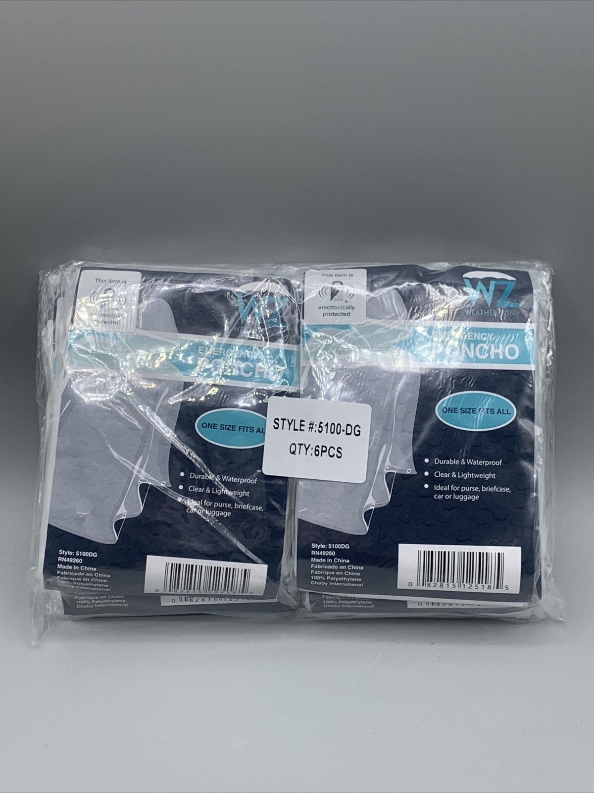 NEW Weather Zone One Size Fits All Clear & Light Weight Poncho Raincoat 6 PACK