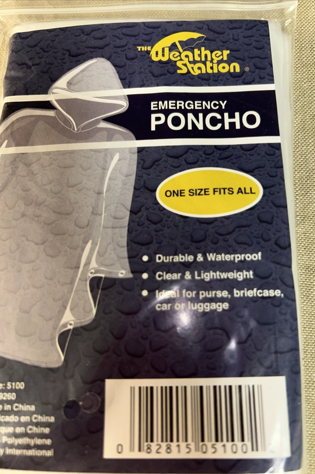 3 Pack- Weather Station Emergency Poncho Clear Lightweight ~ One Size Fits All
