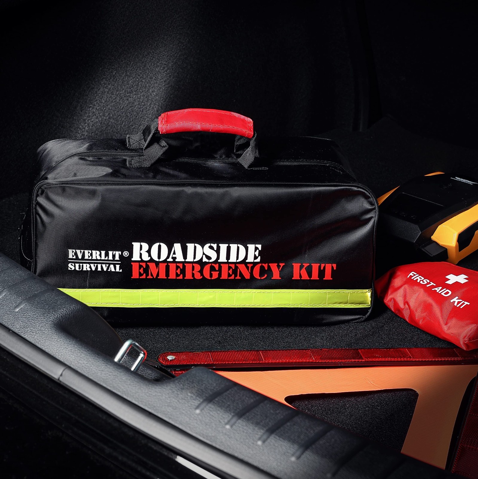 Emergency Car Survival Kit – Roadside Safety Tools, Tire Inflator, First Aid, Ju
