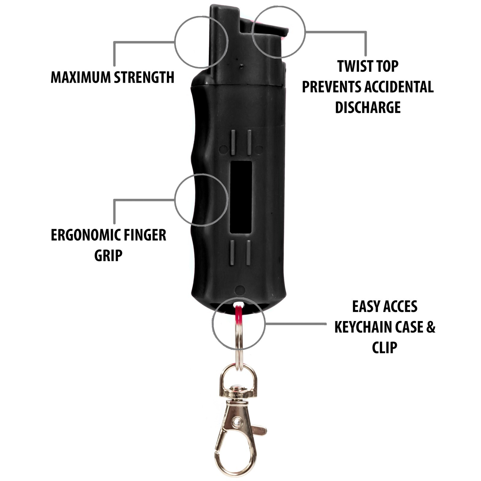 BURN Pepper Spray for Self Defense Security 1/2oz Black