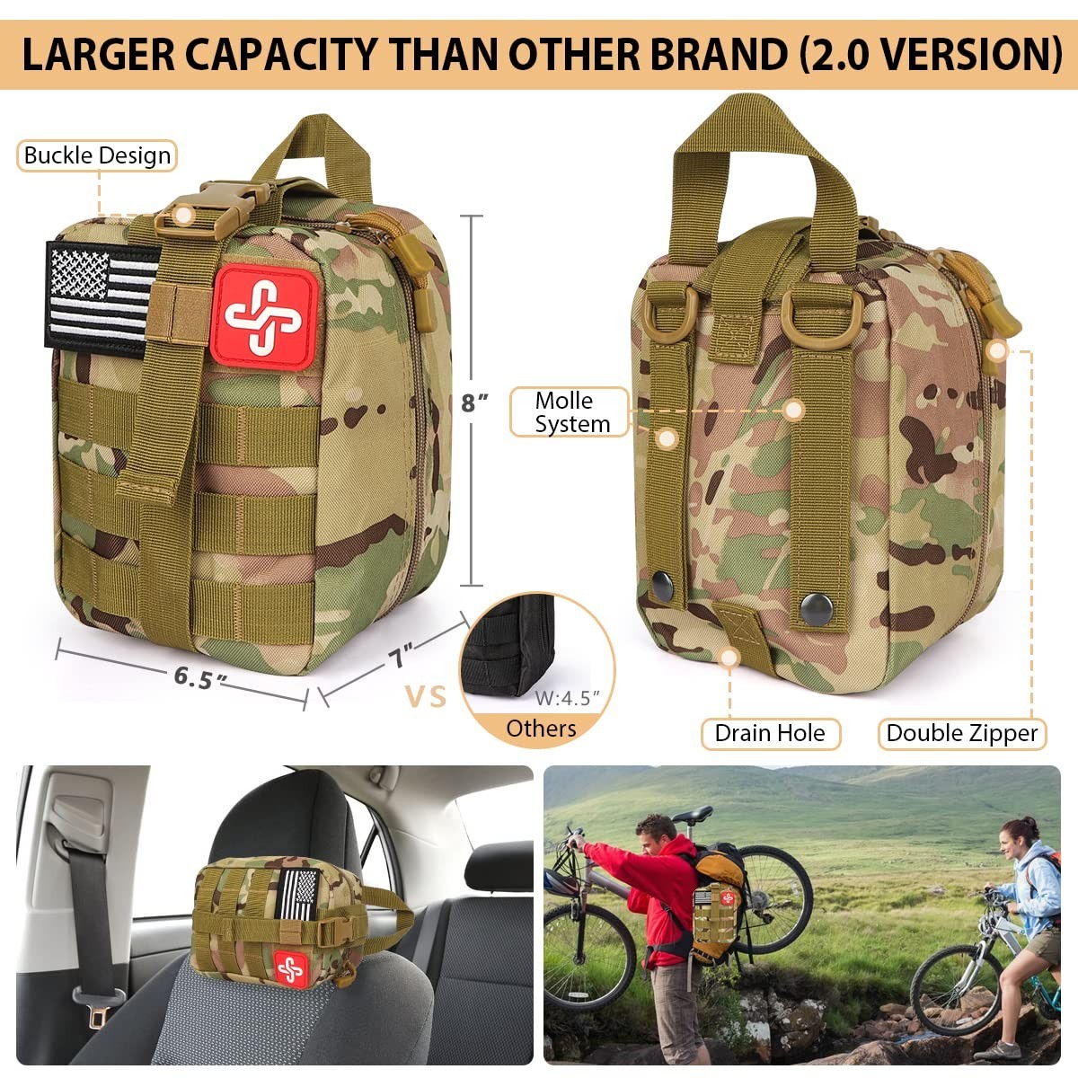 250Pcs Survival Gear Kit with Molle Bag & Emergency Tent – First Aid, Hiking, Ou