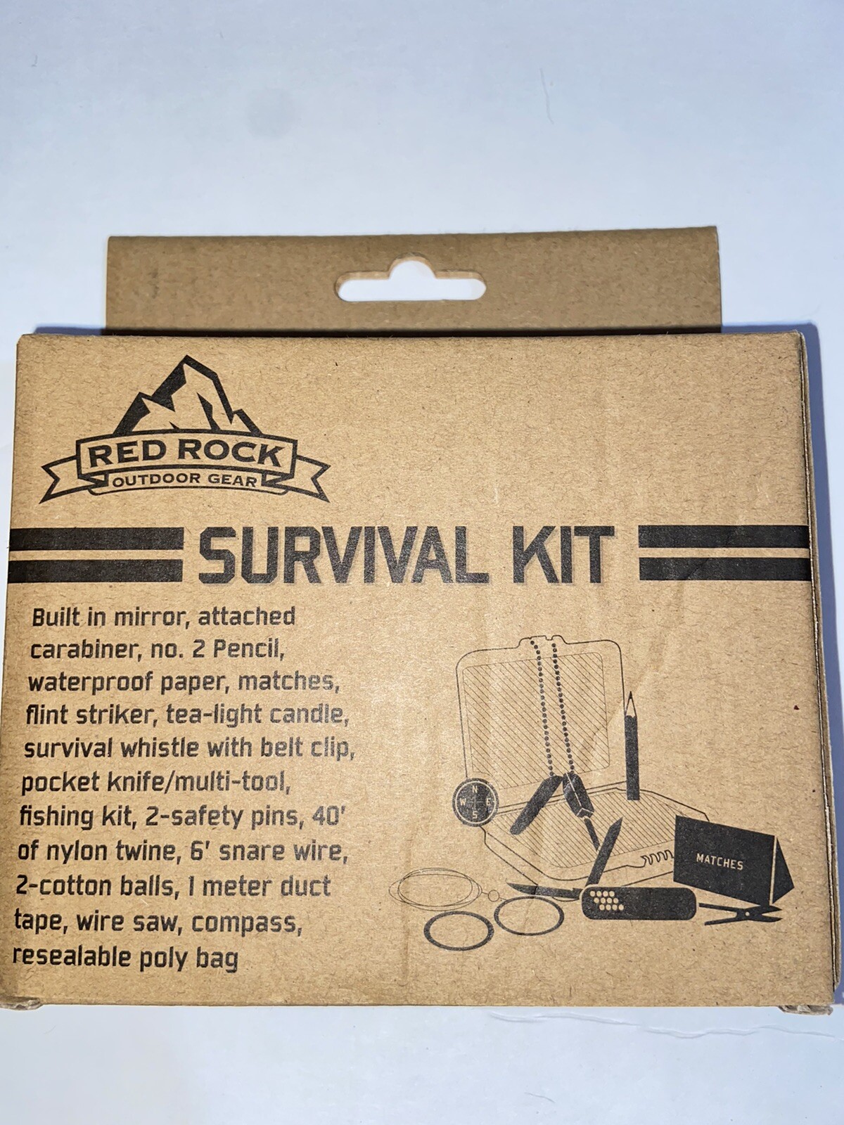 Survival Kit Red Rock Outdoor Gear Carried In Orange Hard Hase w/Attachment Clip