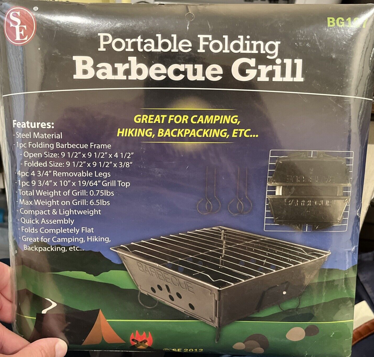 Emergency/Survival: Portable Folding Grill, Lightweight & Flat Fold Design NIP