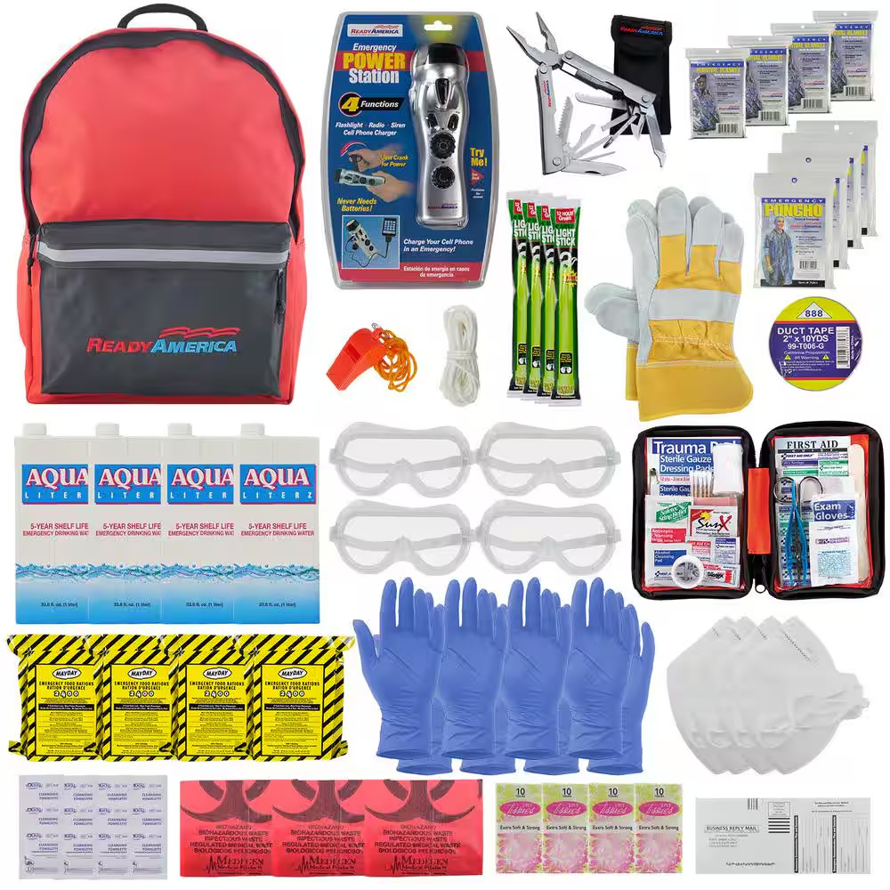 Ready America 4 Person 3 Day Deluxe Emergency Kit with Backpack