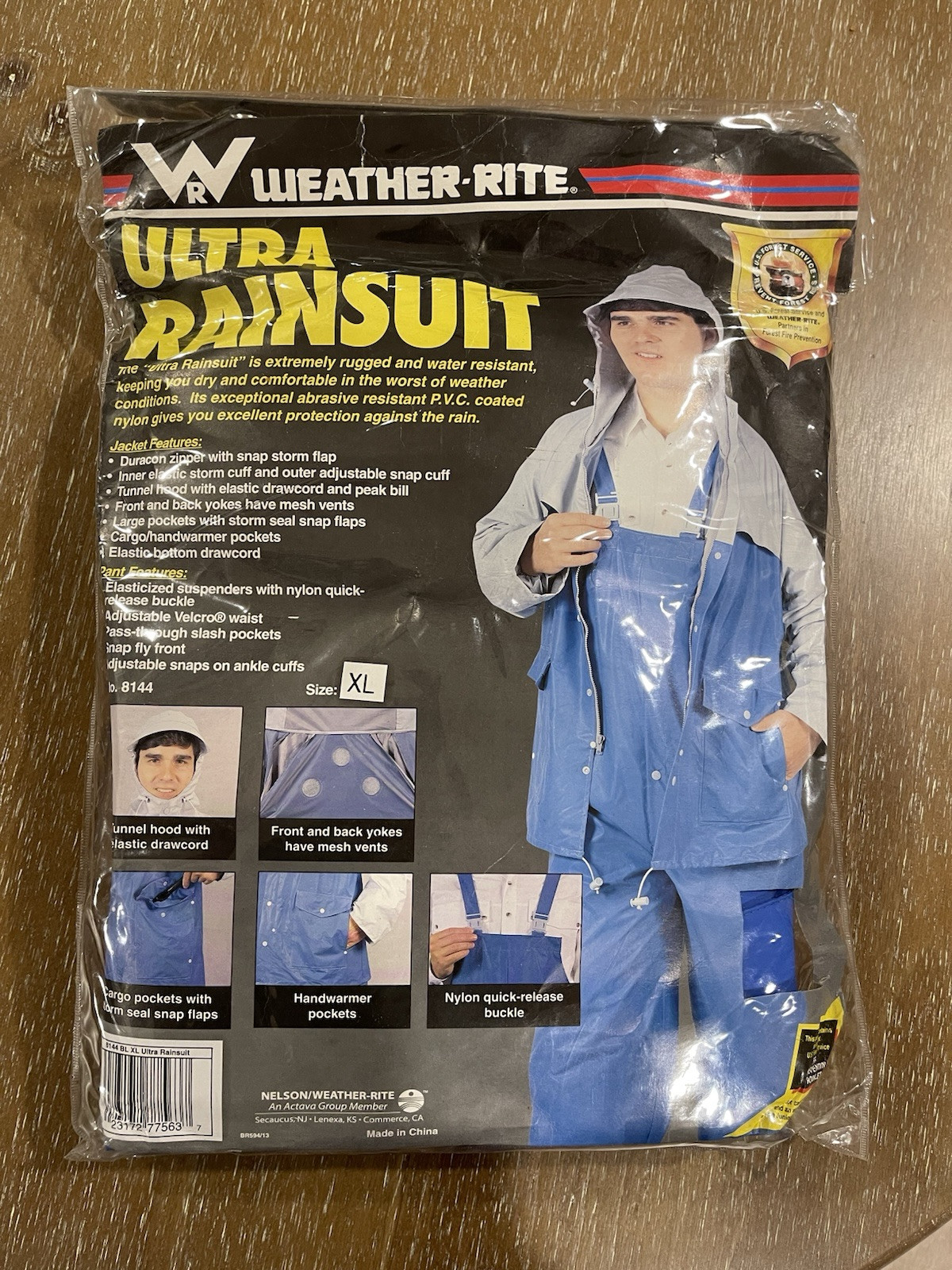 NEW Weather-Rite No 8144 Blue XL PVC Coated Nylon Ultra Rainsuit Jacket, Overall