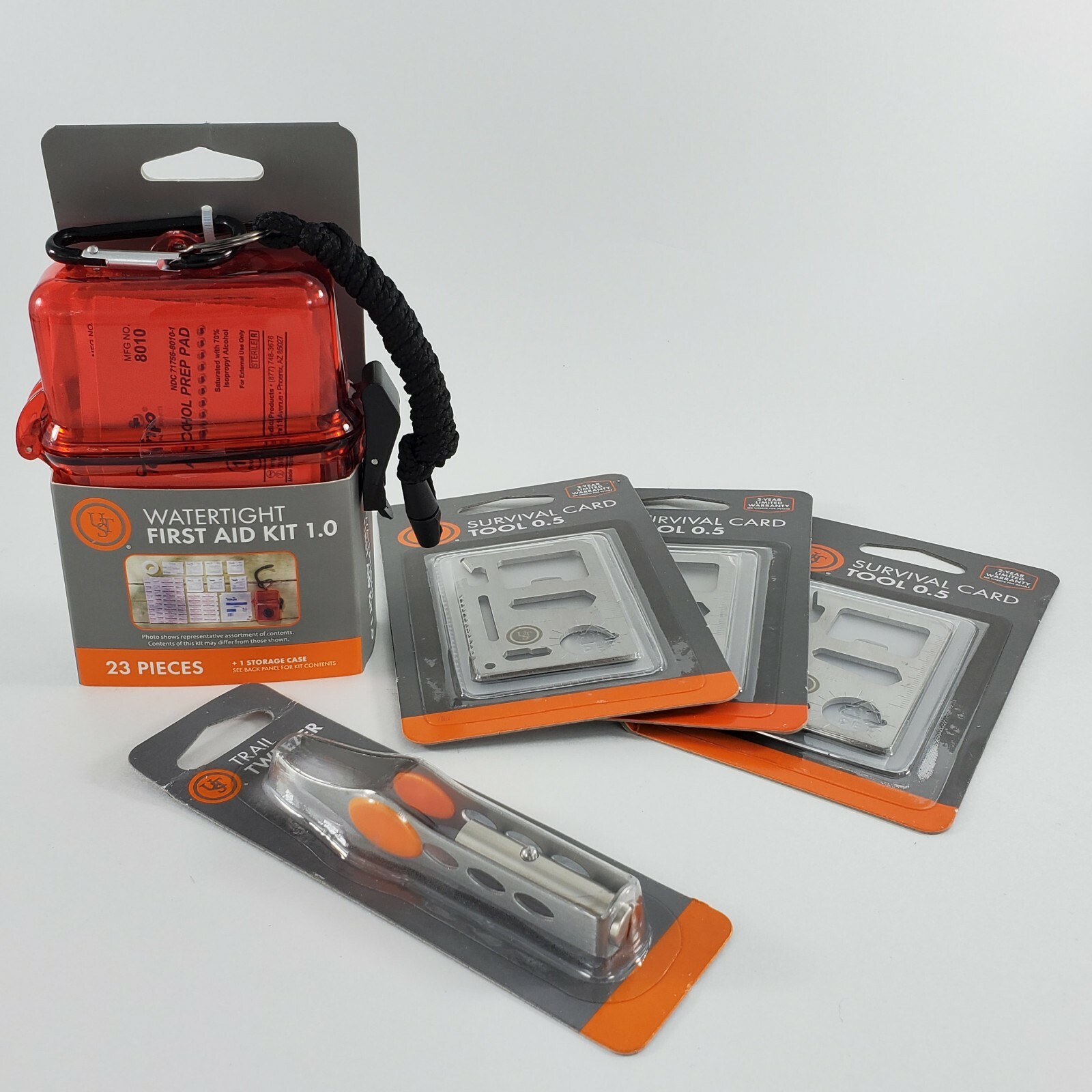 🆕 Survival! Watertight First Aid Kit 1.0 + Trail Tweezer + 3 Cards Tool! Fast!
