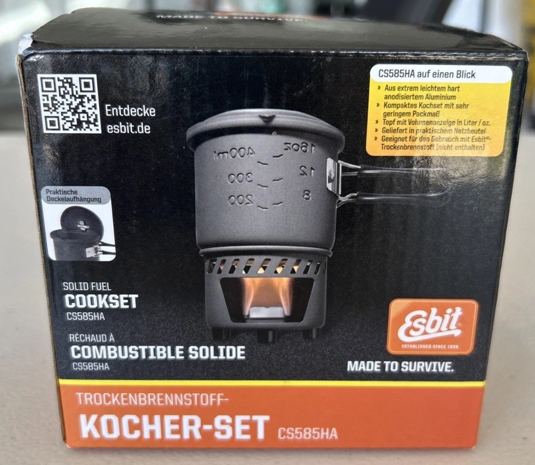 Esbit Solid Fuel Stove & Cook Camping Set Outdoor Hiking Cooking Fuel Pot Boil