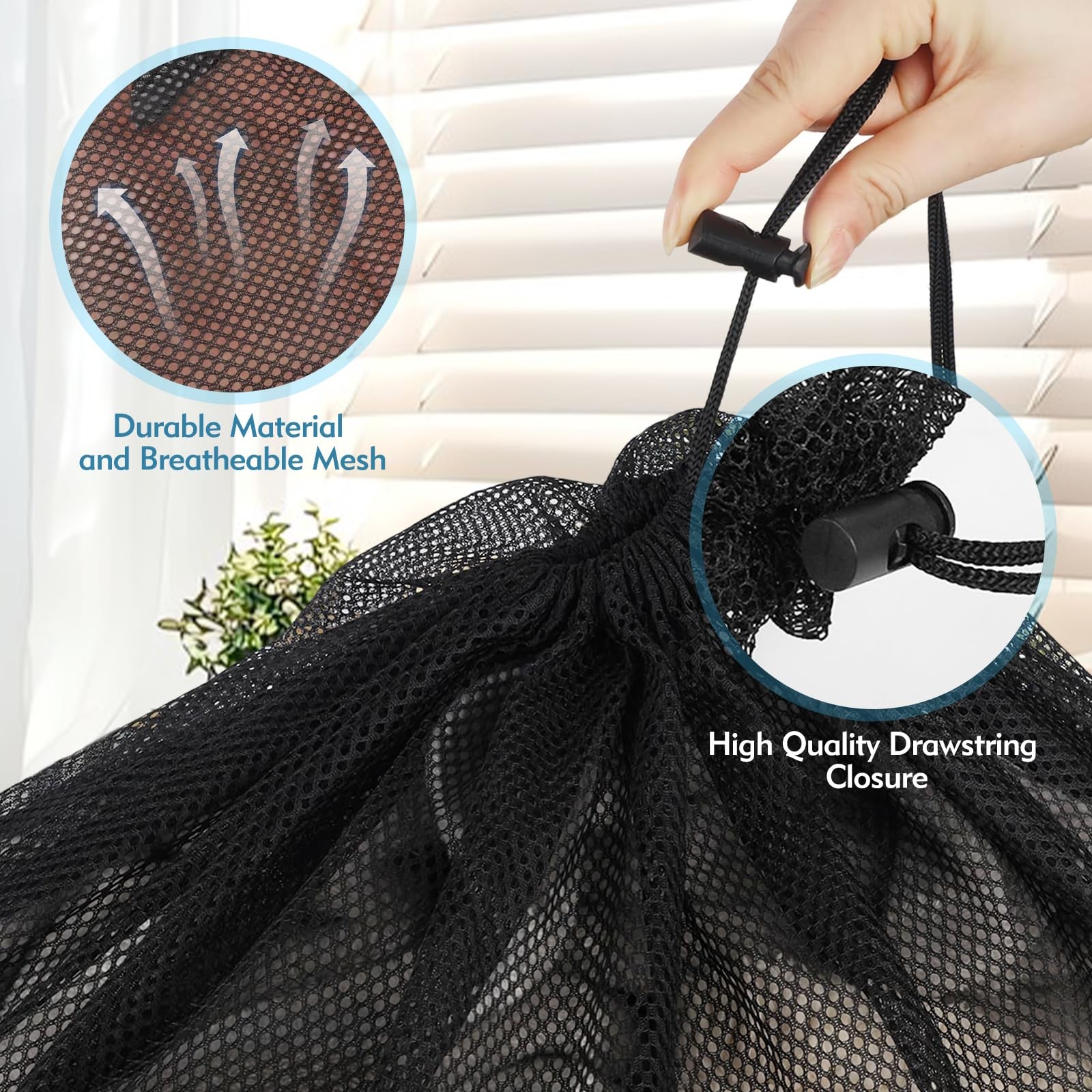 CNDNO 2 Pcs Mesh Laundry Bags, 24×35 Inches Large Large, Black