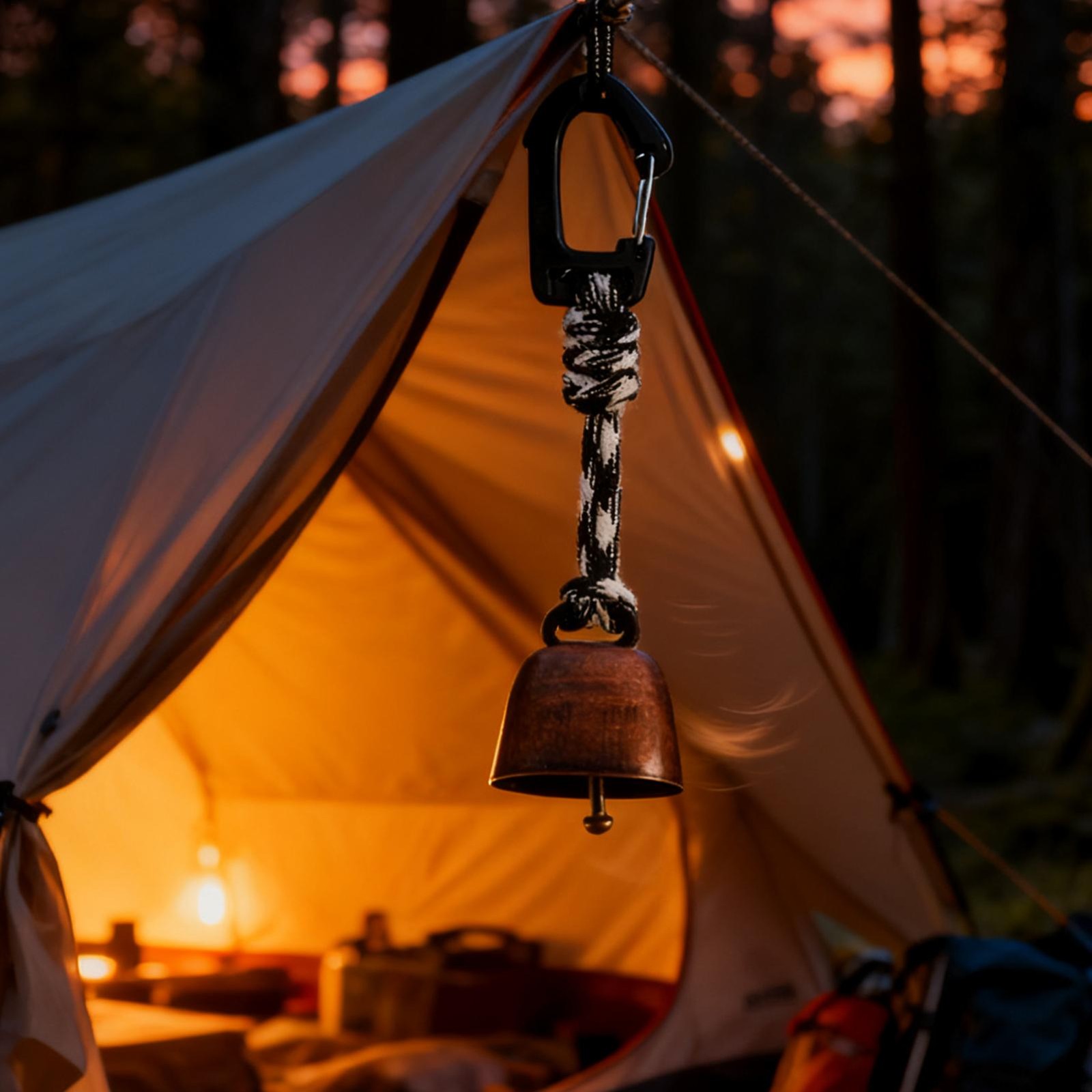 Bear Bells For Hiking Safety Ring Keychain Iron Camping Bell For Backpacking