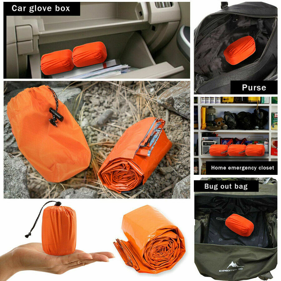 2 Pack Emergency Sleeping Bag Outdoor Camping Gear For Hiking Survival Thermal