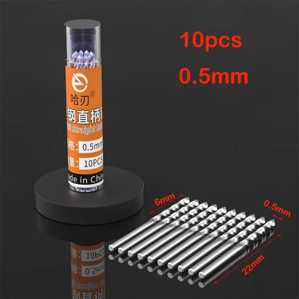 10pcs 0.5-3.0mm HSS Twist Drill Bit Set For Dremel Rotary Tool Straight Shank Mi