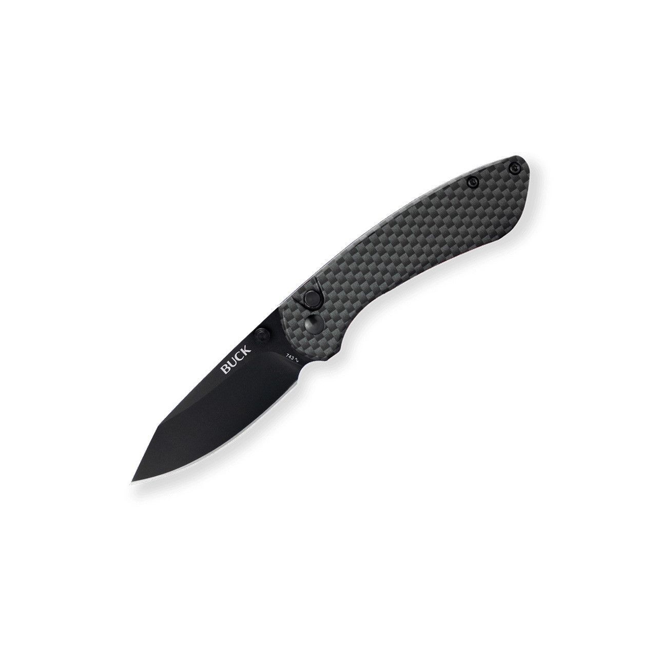 Folding Knife Button Lock Carbon Fiber Handle Buck 743 Mini Sovereign NEW