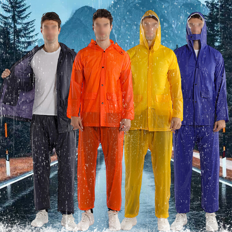 1 Set Rain Ponchos Hooded Protection Suits Outdoor Travel Pants Raincoat Split