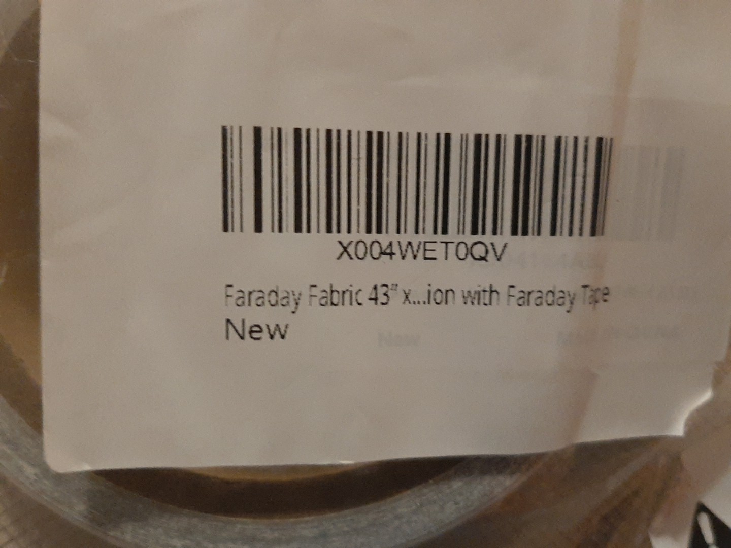 Faraday Fabric, Faraday Cloth 43”x118” with Faraday Tape