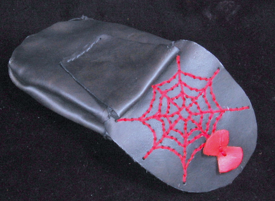 Bag Black Widow Spider Embroided Leather Windsor Bushcraft Belt Pouch Bag