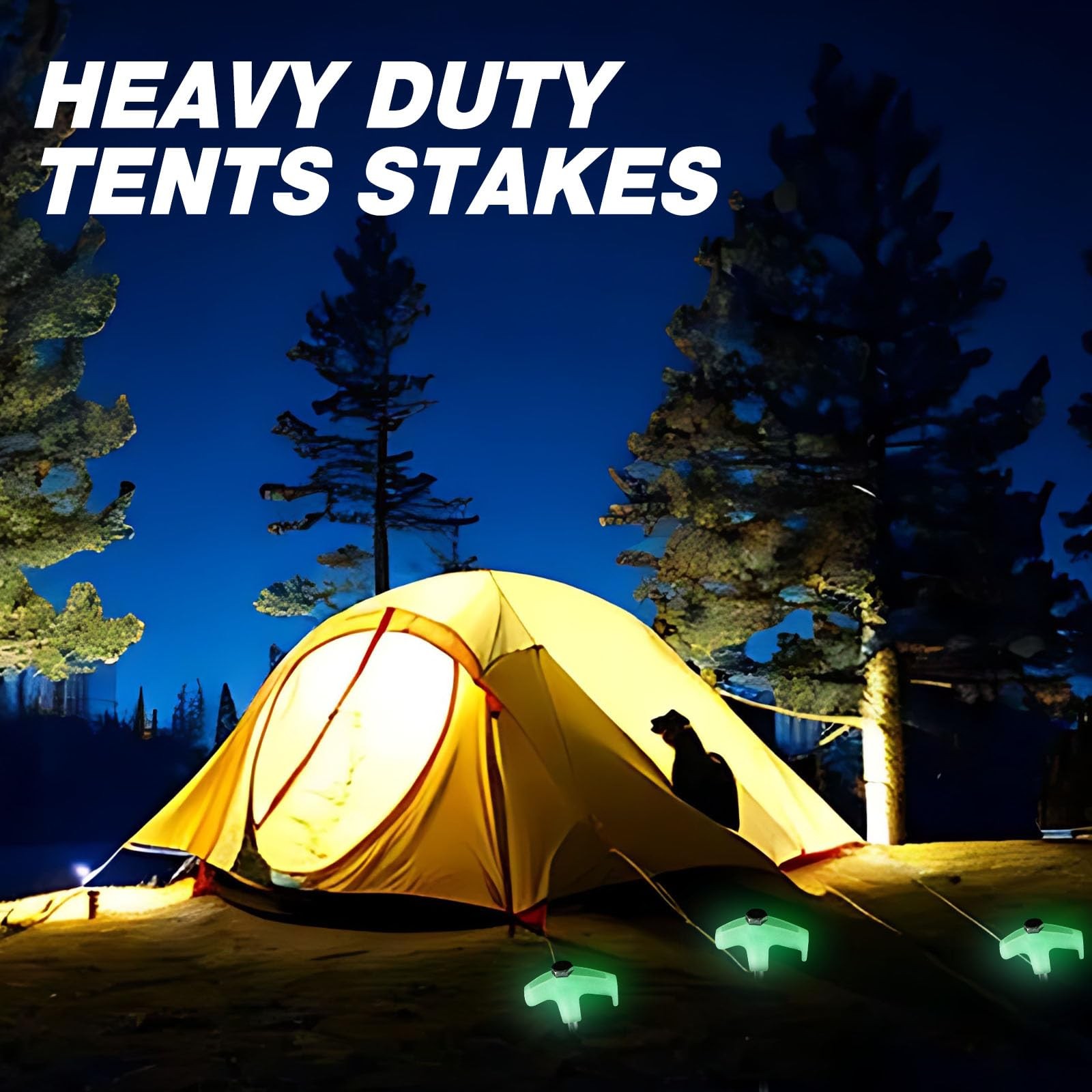 Hicarer 40 Pcs 12 Inch Tent Stakes Screw in Camping Luminous White