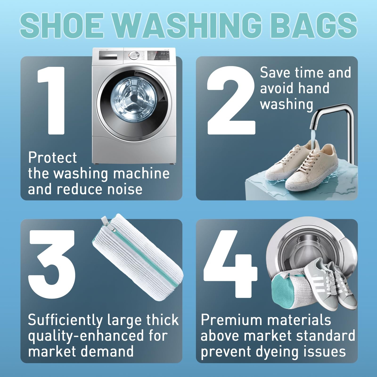 XXL Shoe Washing Machine Bag, Laundry Bag for Washer and 1 pc, White 1pc