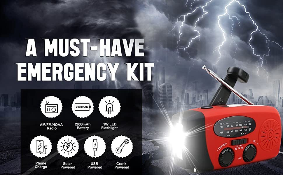 Storm Safe Emergency AM/FM/NOAA Weather Band Radio With Solar Flash Light