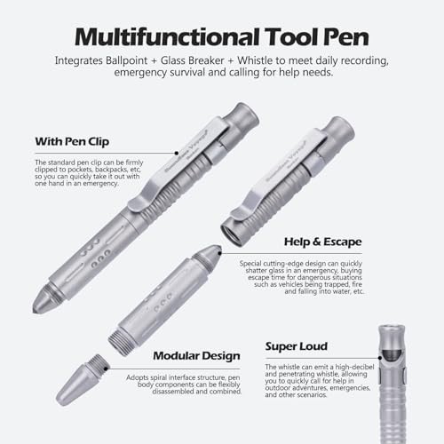 Titanium Pen 3-in-1 Multitool – Survival EDC Pen with Glass Breaker &