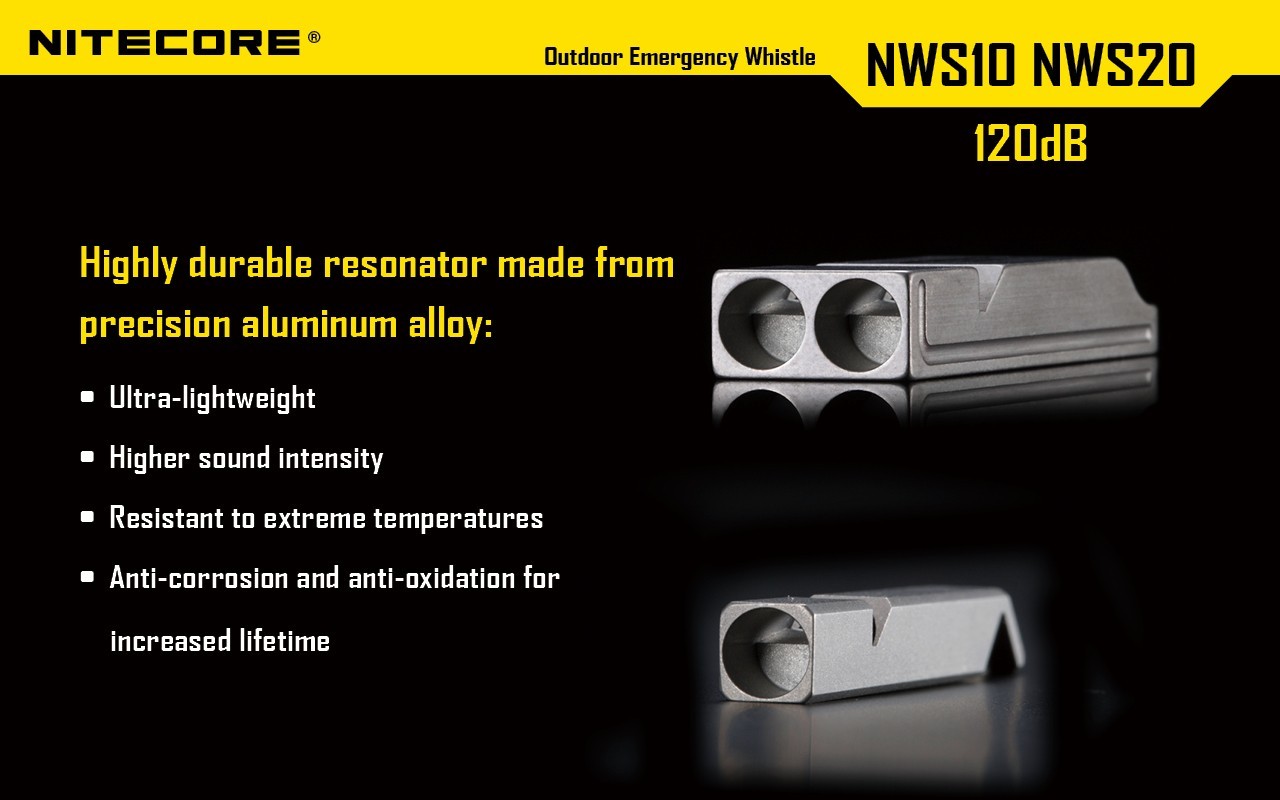 Nitecore NWS10 Outdoor Emergency Whistle TC4 Titanium Alloy Survival SOS 120db