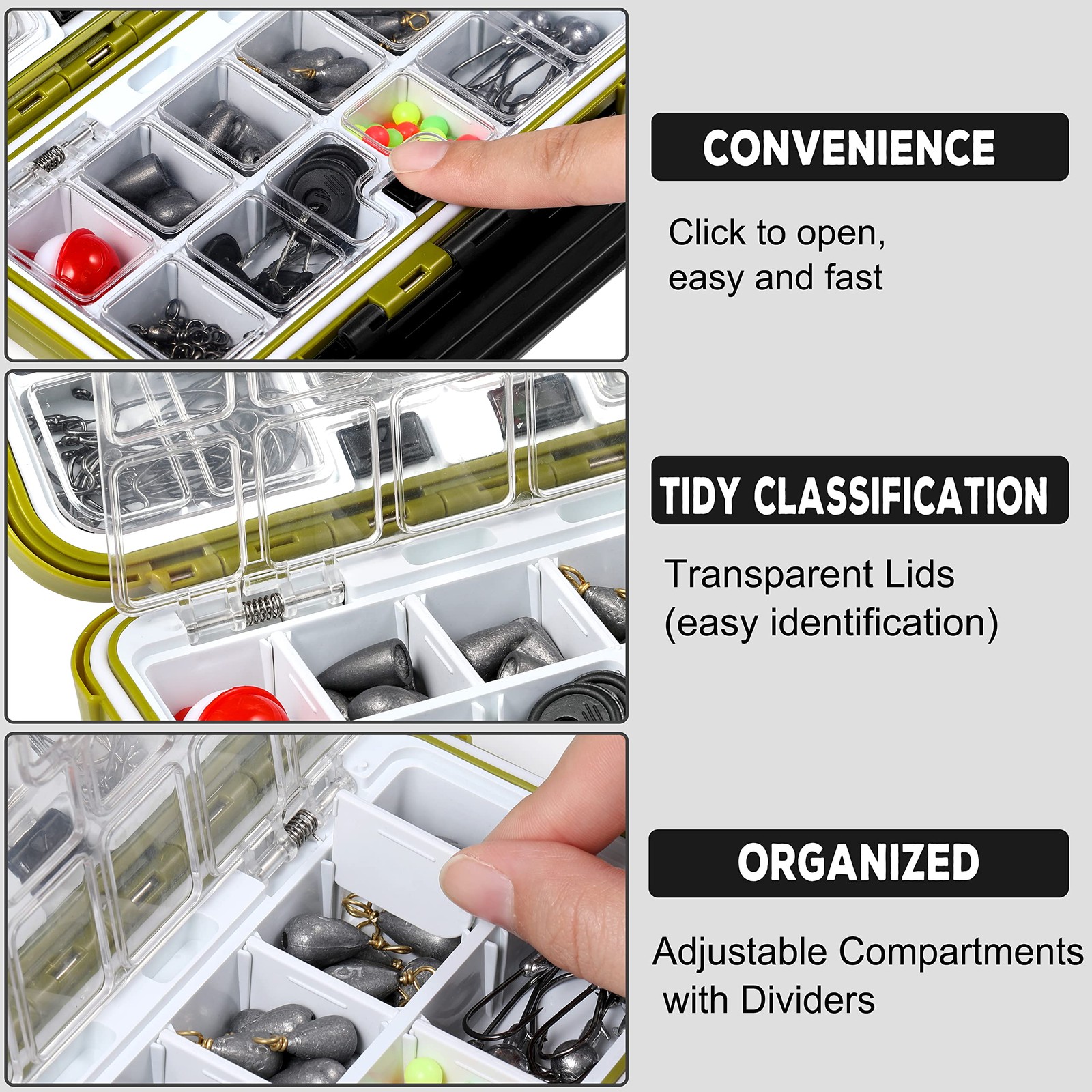 TOPFORT 187/343pcs 6.3 x 3.7 x 1.8 inches, 251pcs Fishing Accessories kit